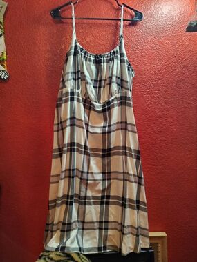 Forever 21 Black and White Plaid Slip Dress